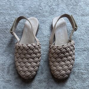 Girls Woven Slingback Sandals in Tan